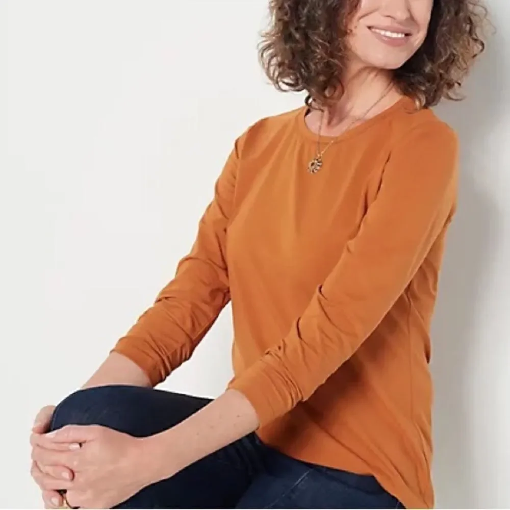Susan Graver Modern Essentials Cool Cotton Long -Sleeve Top